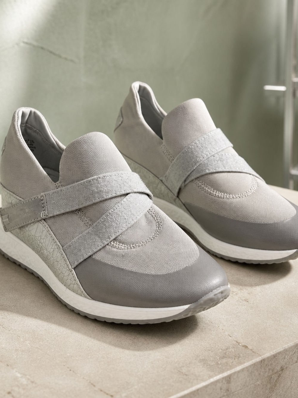BareTraps Light Gray Slip-On Wedge Sneakers